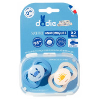 2X SUCETTES ANATOMIQUES 0-2 MOIS SPÉCIAL NAISSANCE BLEU ET ORANGE