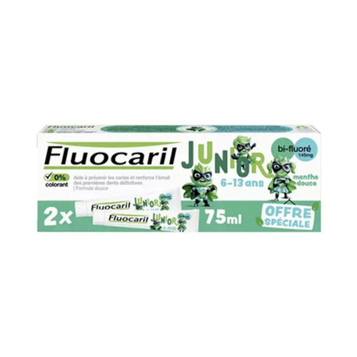 Junior Dentifrice 6-13 Ans Menthe Douce 2 x 75 ml