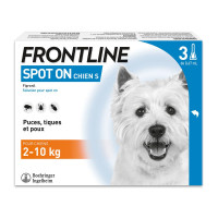 Frontline Spot-On Chien 2-10 Kg 3 Pipettes Protection Parasitaire