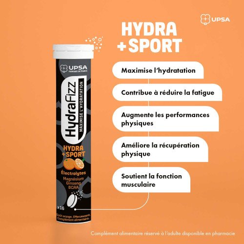 UPSA HydraFizz Hydra+Sport 16 comprimés Boost Hydratation Sport