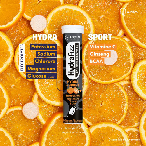 UPSA HydraFizz Hydra+Sport 16 comprimés Boost Hydratation Sport
