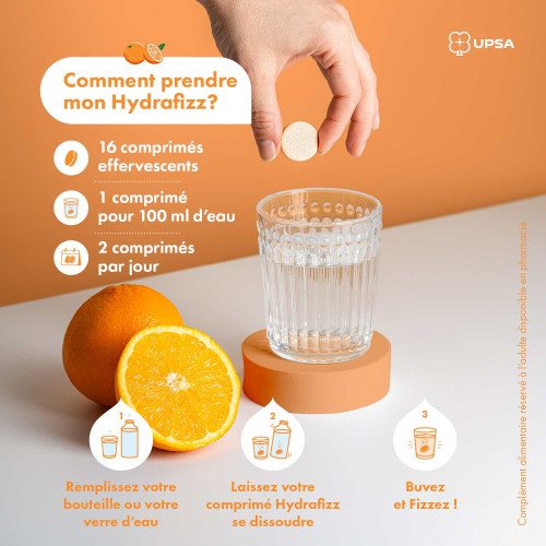 UPSA HydraFizz Hydra+Sport 16 comprimés Boost Hydratation Sport