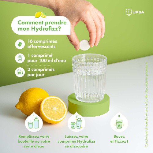 UPSA HydraFizz 16 comprimés Effervescents Hydratation Optimale
