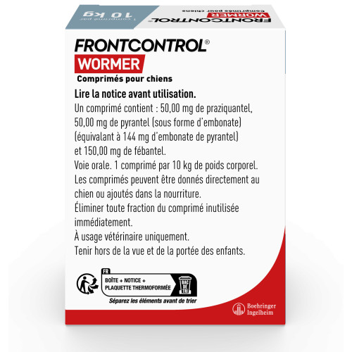 Frontline Frontcontrol Wormer 2 comprimés vermifuge efficace chiens