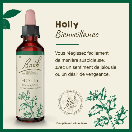 Fleurs de Bach Holly 20mL - Apaise Colère et Méfiance
