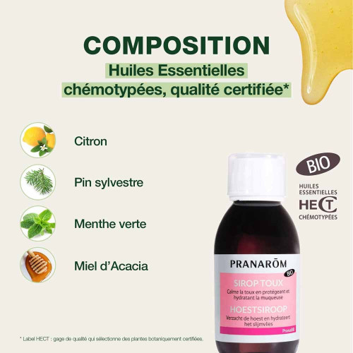 Pranarom PranaBB Sirop Toux Bio 120ml - Soulage et Hydrate