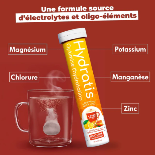 Hydratis Hydratation Miel Citron 20 pastilles Effervescentes Bien-être
