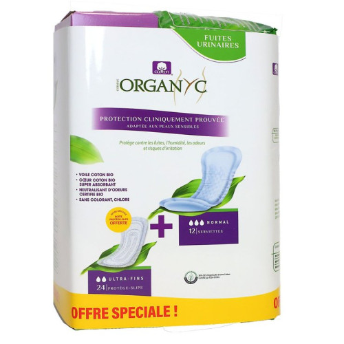 Organyc Serviettes Normales 24 Protège-slips - Coton Bio