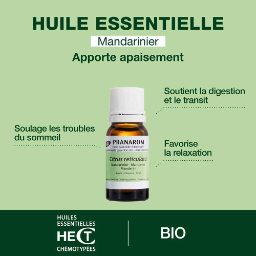 PRANAROM Huile Essentielle Mandarinier Bio 10ml - Relaxation Naturelle