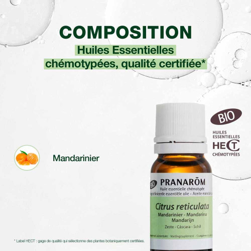 PRANAROM Huile Essentielle Mandarinier Bio 10ml - Relaxation Naturelle