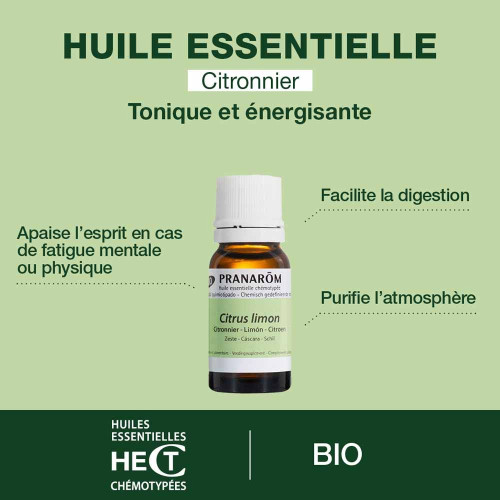 PRANAROM Huile Essentielle Citron Bio 10ml - Pure et Naturelle