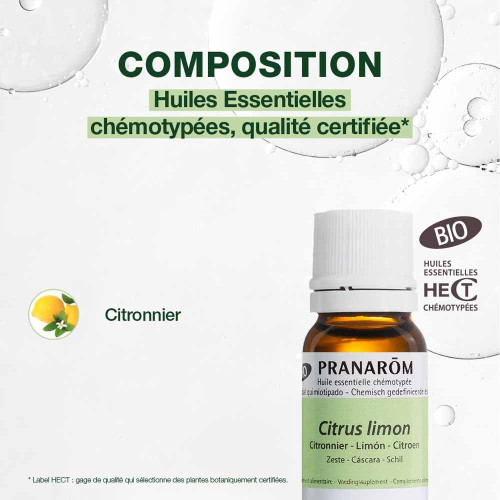 PRANAROM Huile Essentielle Citron Bio 10ml - Pure et Naturelle
