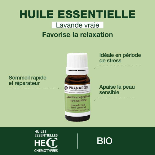 PRANAROM Lavande Vraie Bio 10ml - Huile Essentielle Pure et Naturelle