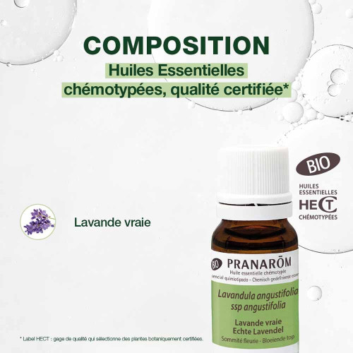 PRANAROM Lavande Vraie Bio 10ml - Huile Essentielle Pure et Naturelle