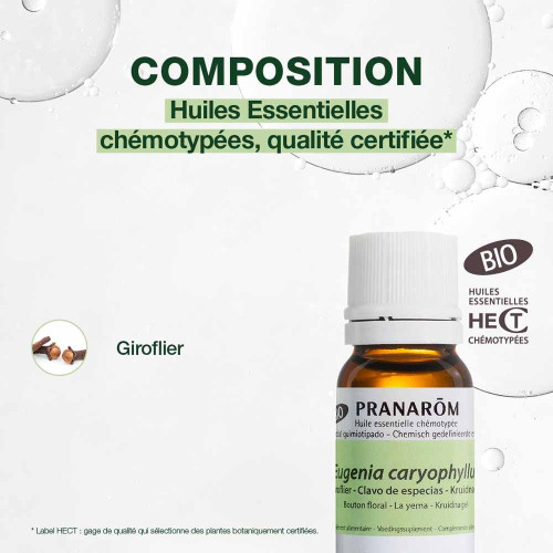 PRANAROM Huile Essentielle Giroflier Bio 10ml - Soulagement naturel