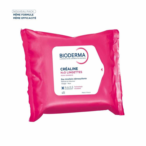 Bioderma Créaline H2O Lingettes 25 Nettoyage Doux et Efficace