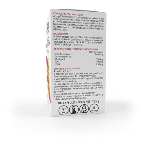Arkopharma Arkogélules Oméga 3 180 Capsules - Soutien Cardiaque