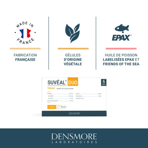 DENSMORE Suvéal Duo 180 Capsules - Riche en DHA et Lutéine