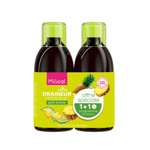 Milical Ultra Draineur Minceur 2x500ml Drainage Detox Ananas