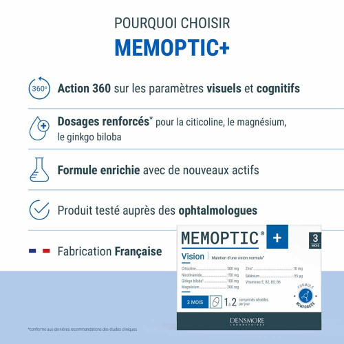 Memoptic 90 comprimés - Boostez Mémoire et Vision