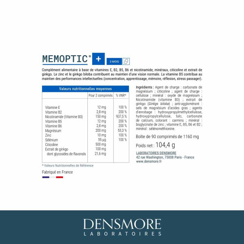 Memoptic 90 comprimés - Boostez Mémoire et Vision