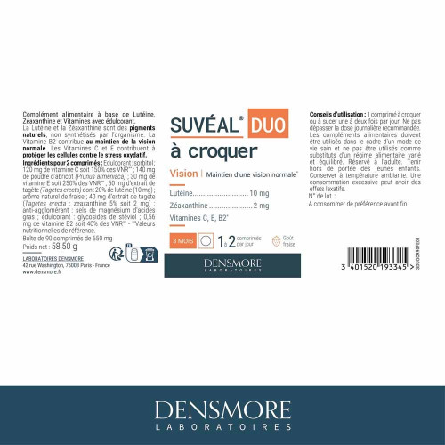 DENSMORE Suveal Duo 90 Comprimés - Vision Normale Quotidienne