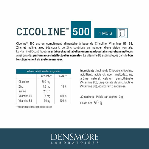 Densmore Cicoline 500 - 30 Sachets pour Vision et Mémoire