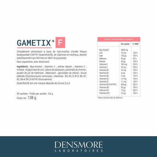 Densmore Gametix F 30 Sachets pour Fertilité Féminine