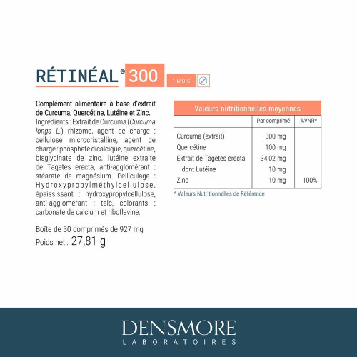 Densmore Retineal 30 Comprimés - Vision Saine avec Zinc