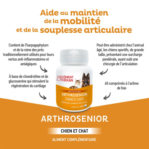 Clement Thekan Arthrosenior 60 Comprimés - Soutien Articulaire Chien