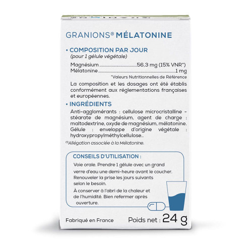 GRANIONS Mélatonine 1mg 60 Gélules - Sommeil Réparateur