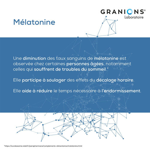 GRANIONS Mélatonine 1mg 60 Gélules - Sommeil Réparateur