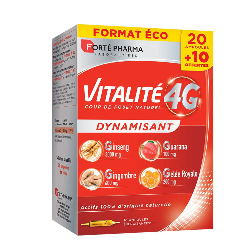 Forte Pharma Vitalité 4G 30 Ampoules - Boost Energie et Immunité
