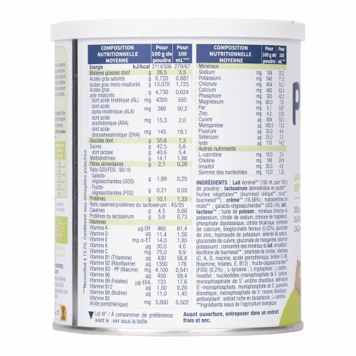 Bio 1 De 0 à 6 Mois 400 g