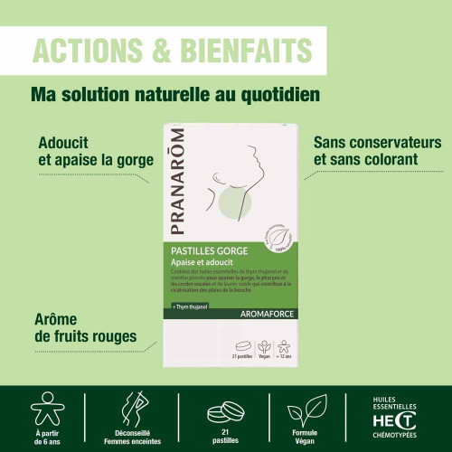PRANAROM Aromaforce 21 Pastilles - Apaise et Adoucit la Gorge
