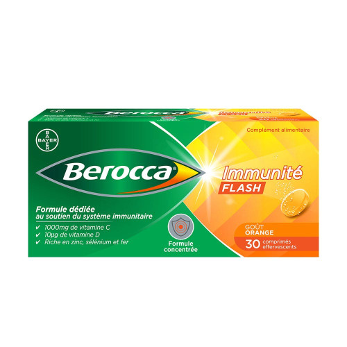 Berocca Immunité Flash 30 Comprimés - Soutien Quotidien, Goût Orange