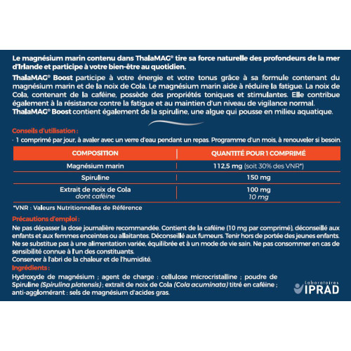 THALAMAG Boost Magnésium Marin 30 Comprimés - Énergie et Tonus