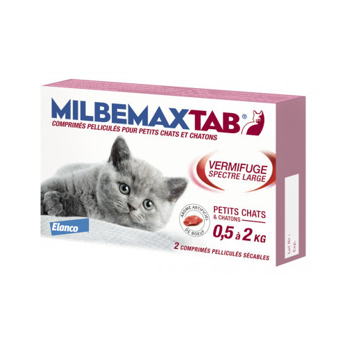 ELANCO Milbemax Tab Chats 0,5-2kg 2 Comprimés - Vermifuge Puissant