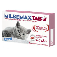 ELANCO Milbemax Tab Chats 0,5-2kg 2 Comprimés - Vermifuge Puissant