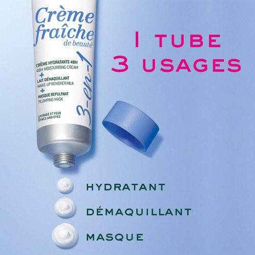 NUXE Crème Fraîche Beauté 3en1 100ml - Hydratation 48h, Démaquillant