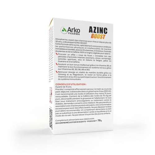ARKOPHARMA Azinc Boost 20 Comprimés - Energie et Vitalité