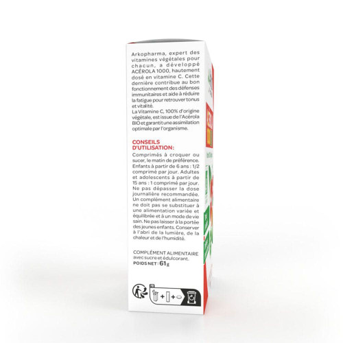 ARKOPHARMA Azinc Acérola Bio 30 Comprimés - Boost Immunité et Vitalité