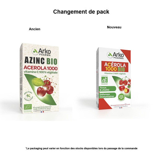 ARKOPHARMA Azinc Acérola Bio 30 Comprimés - Boost Immunité et Vitalité