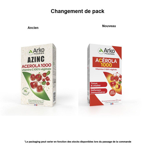 ARKOPHARMA Azinc Acérola 1000 Boost Immunité 30 Comprimés