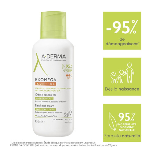 ADERMA Exomega Control 400ml - Apaise et nourrit peaux sèches