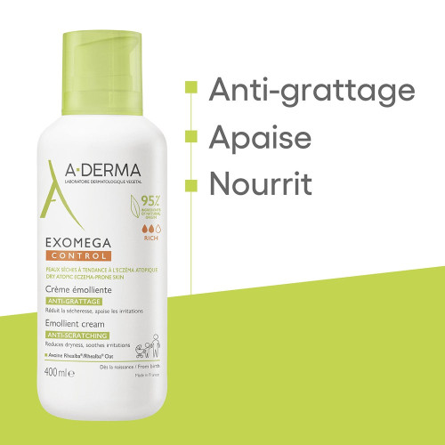 ADERMA Exomega Control 400ml - Apaise et nourrit peaux sèches