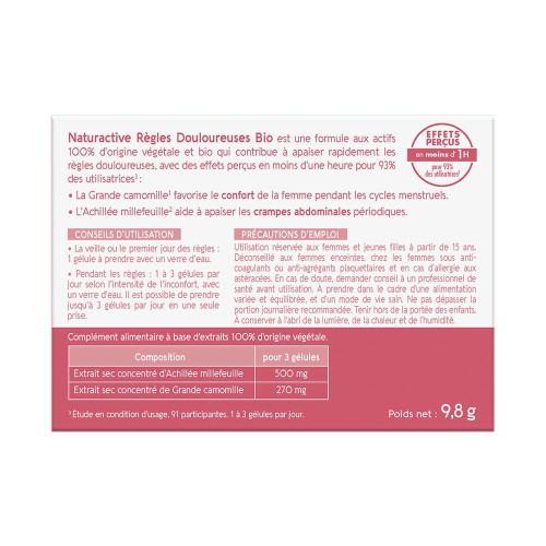 Naturactive Règles Douloureuses Bio 30 Gélules - Soulagement Naturel