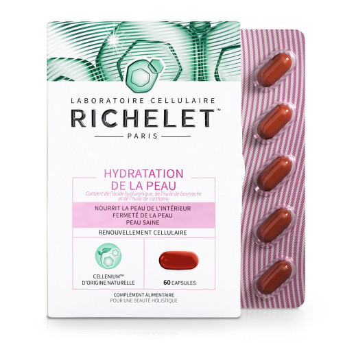 RICHELET Hydratation Peau 60 Capsules - Acide Hyaluronique, CELLENIUM