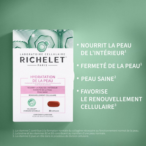 RICHELET Hydratation Peau 60 Capsules - Acide Hyaluronique, CELLENIUM
