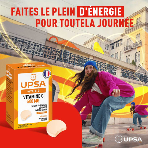 UPSA Vitalité Vitamine C 500mg 30 Comprimés - Boost Energie